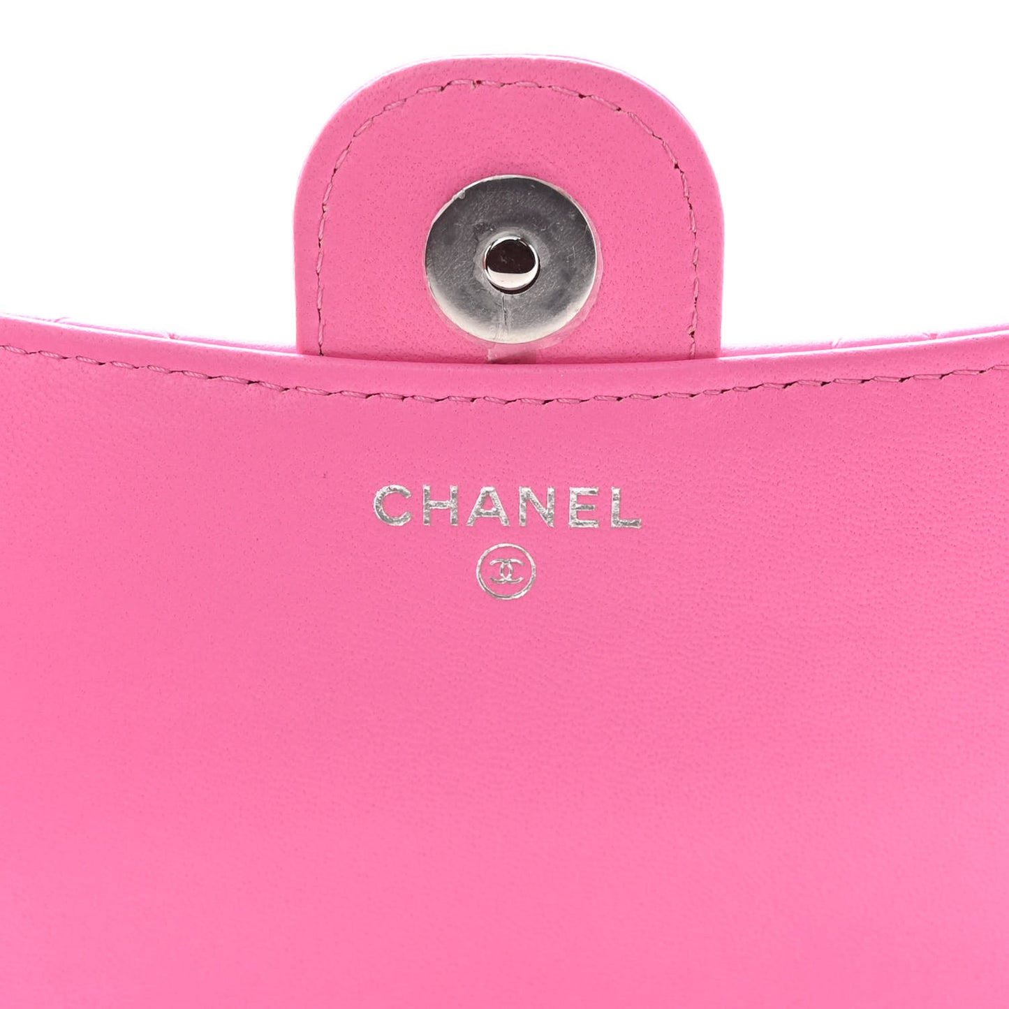 Lambskin Quilted Flap Phone Holder With Chain Neon Pink