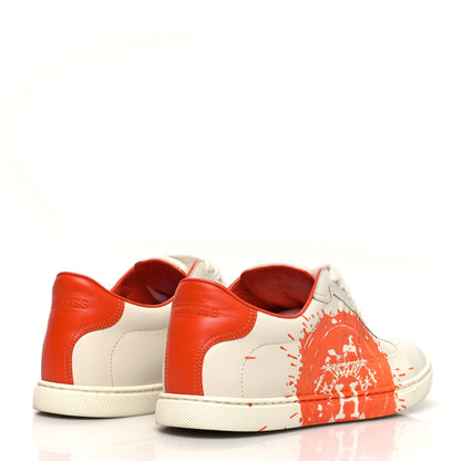 Hermes Swift Printed Peinture Fraiche Quicker Sneakers 36.5 White Orange 4 of 12