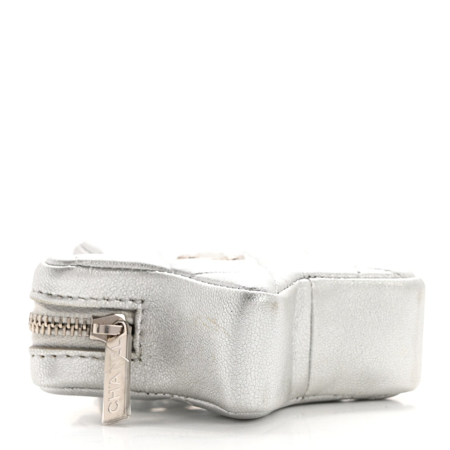 Metallic Lambskin Walk Of Fame Star Clip On Coin Purse Silver