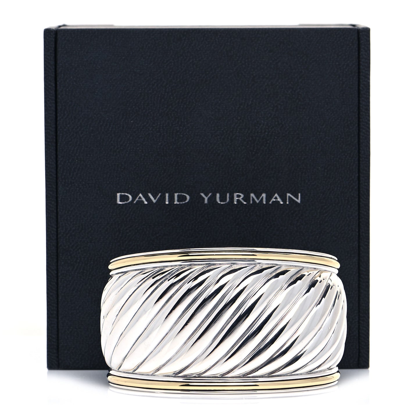 Sterling Silver 18K Yellow Gold 41mm Sculpted Cable Cuff Bracelet