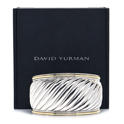 David Yurman Sterling Silver 18K Yellow Gold 41mm Sculpted Cable Cuff Bracelet 5 of 5