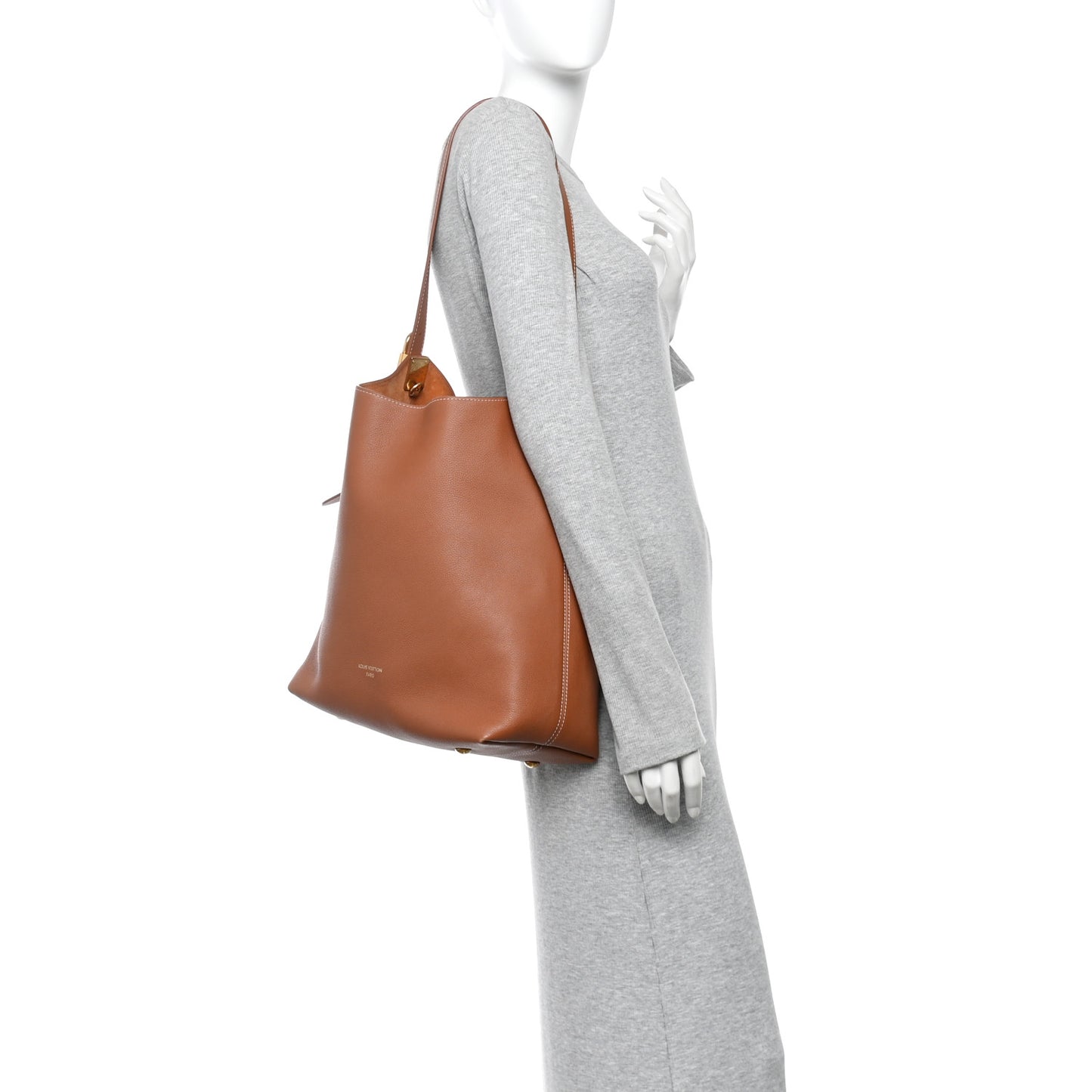 Grained Calfskin Low Key Hobo MM Cognac