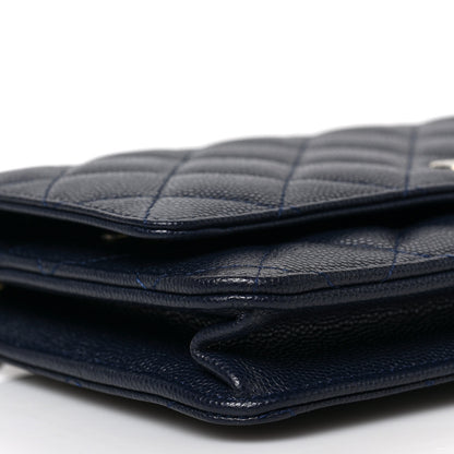 Chanel Caviar Quilted Wallet on Chain WOC Navy Blue 8 of 9