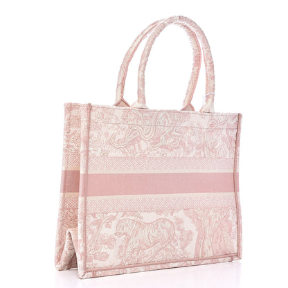 Christian Dior Canvas Embroidered Medium Dioriviera Toile De Jouy Book Tote Rose 3 of 14