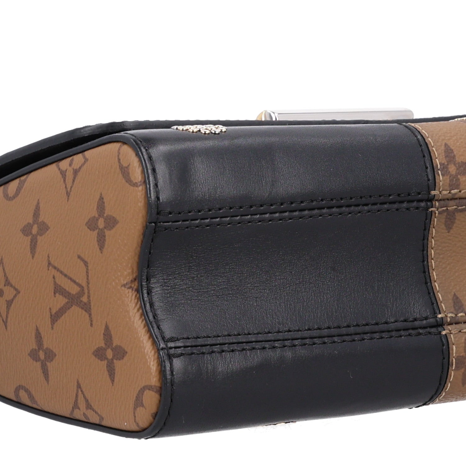 Louis Vuitton Calfskin Reverse Monogram Studded Twist Shoulder Bag MM Black Gold 8 of 9
