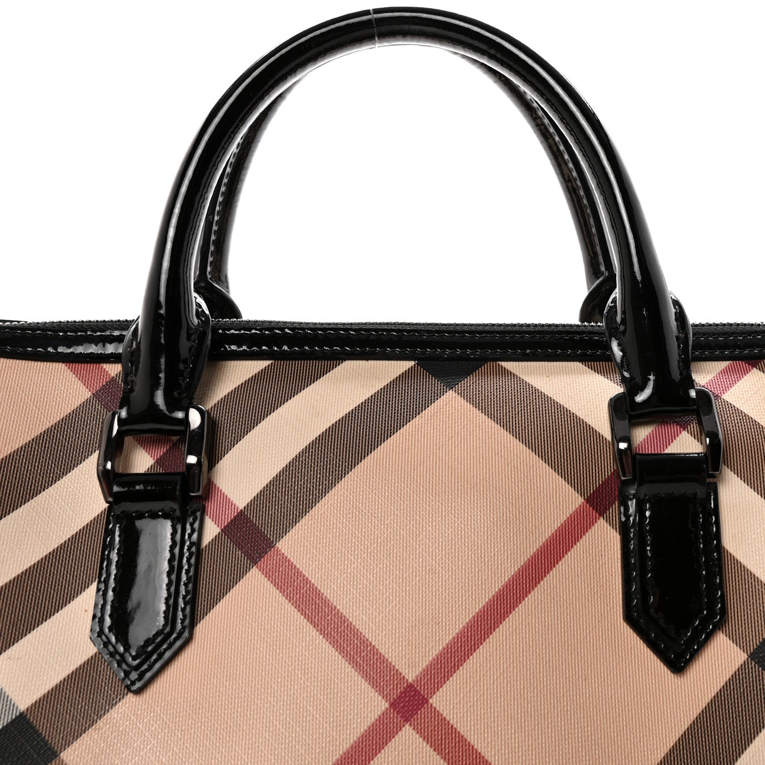 Burberry Nova Check Patent Small Chester Bowling Bag Black 7 of 9