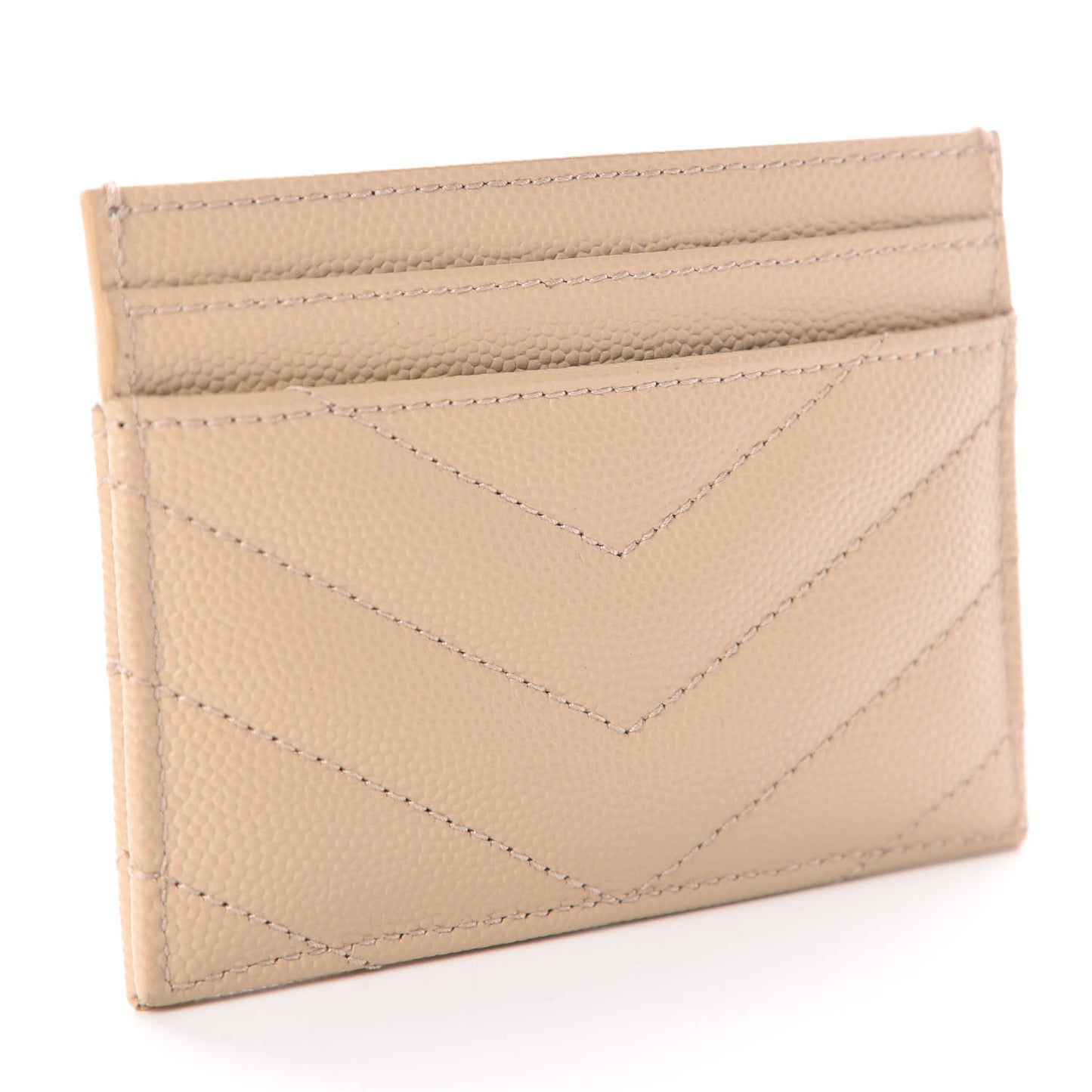 Grain De Poudre Matelasse Chevron Monogram Credit Card Case Nude Powder