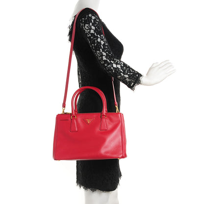 Prada Saffiano Small Galleria Double Zip Tote Fuoco 2 of 12