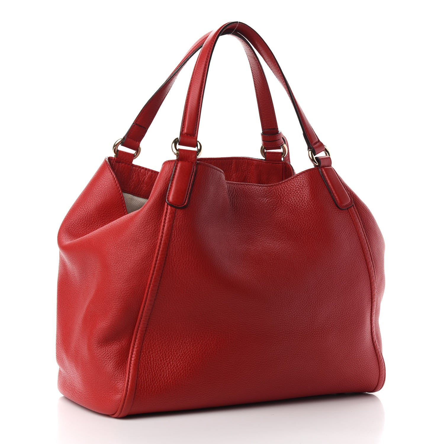 Gucci Pebbled Calfskin Medium Soho Shoulder Bag Red 3 of 14