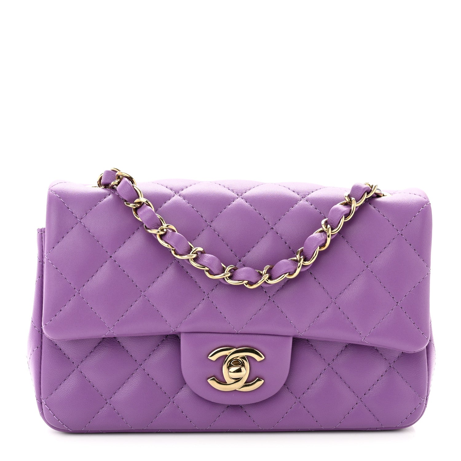 Chanel Lambskin Quilted Mini Rectangular Flap Purple 1 of 10