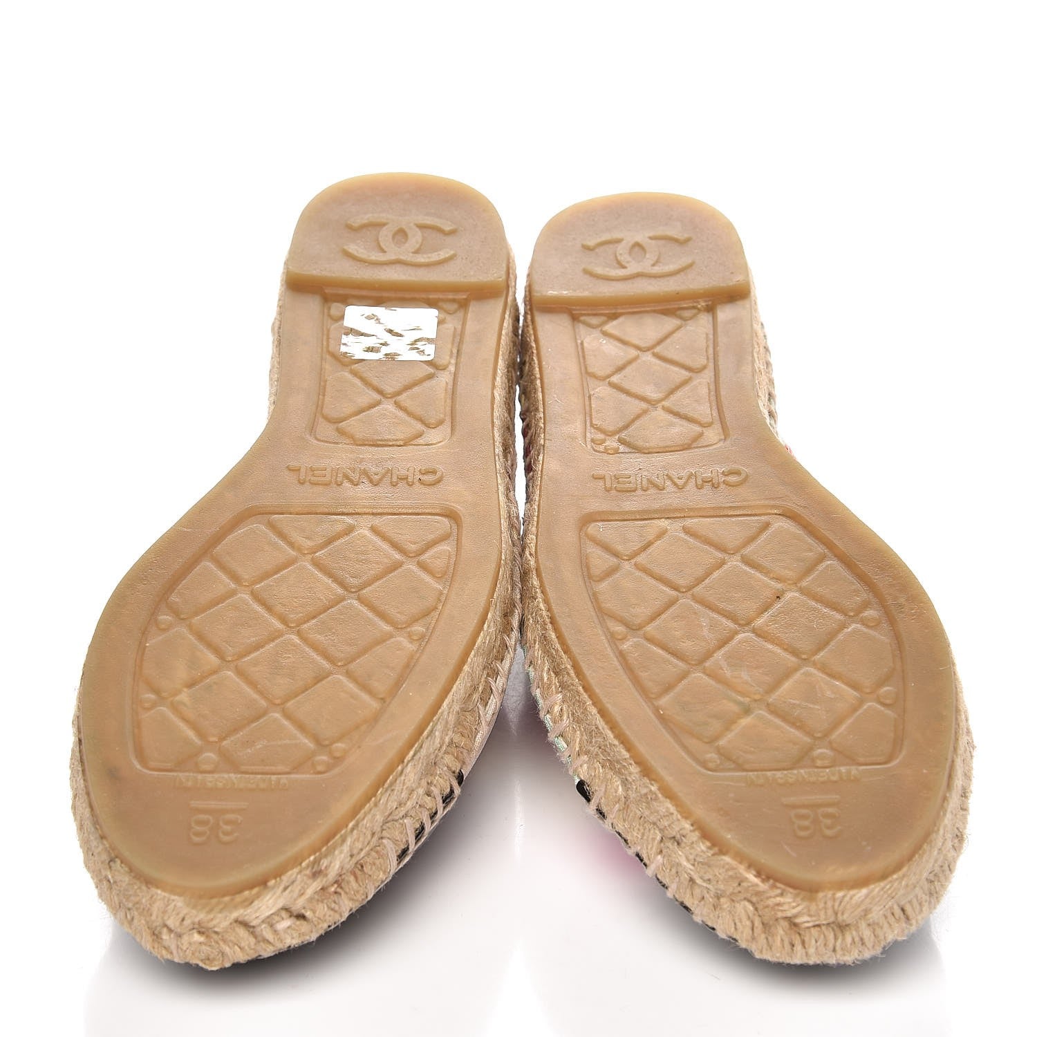 Chanel Patent Fabric Striped CC Espadrilles 38 Multicolor Black 5 of 10