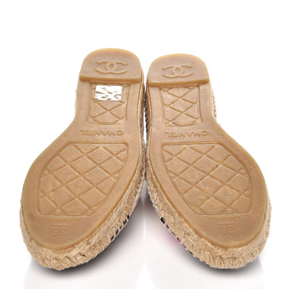 Chanel Patent Fabric Striped CC Espadrilles 38 Multicolor Black 5 of 10