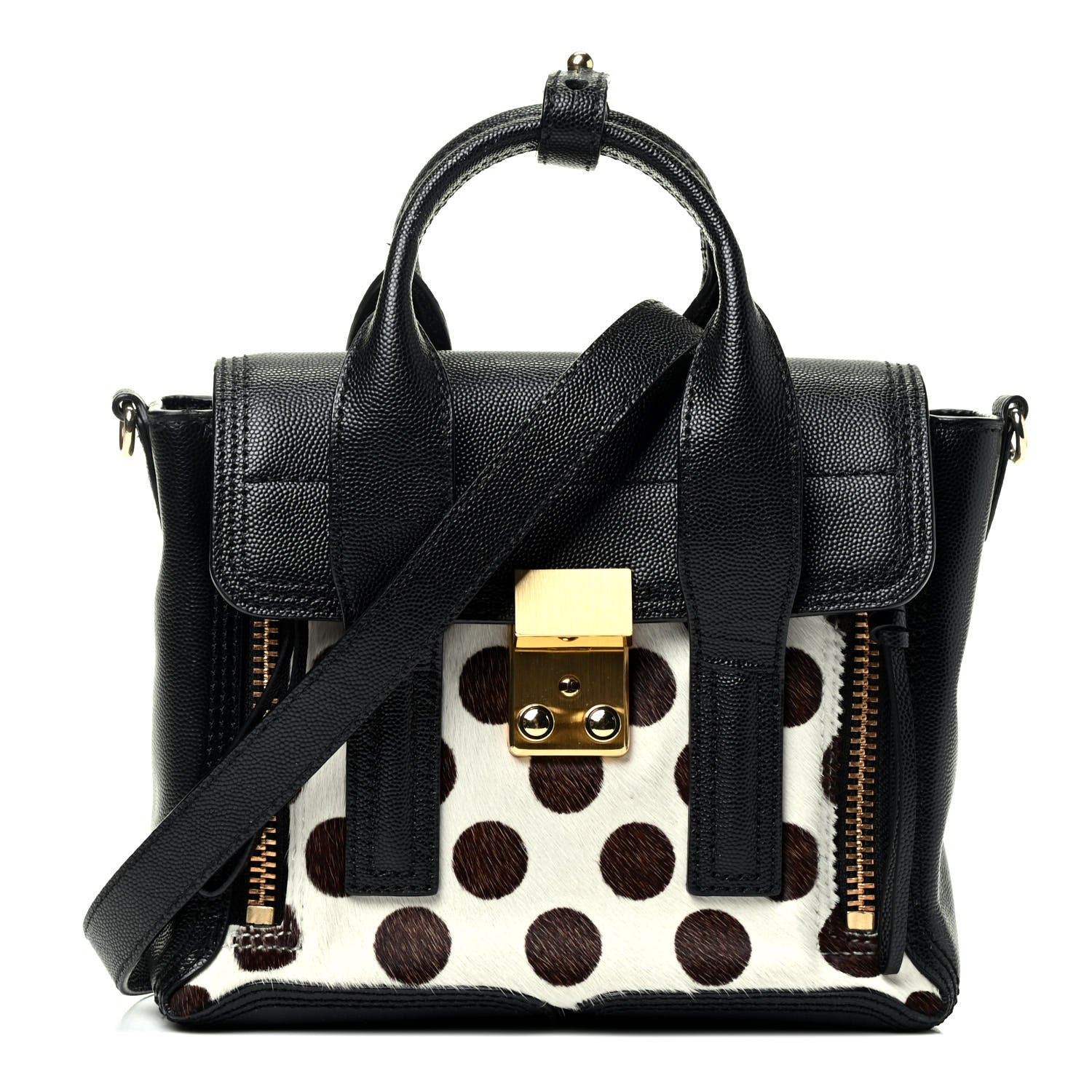 3.1 Phillip Lim Calf Hair Polka Dot Mini Pashli Satchel Black White 1 of 4