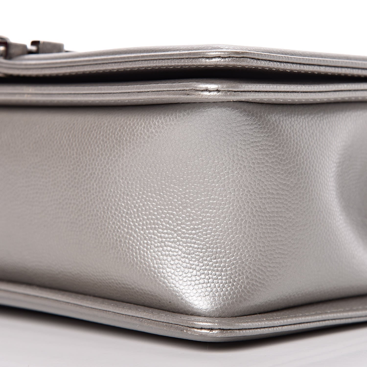 Chanel Metallic Caviar Chevron Quilted Medium Boy Flap Silver 7 of 11