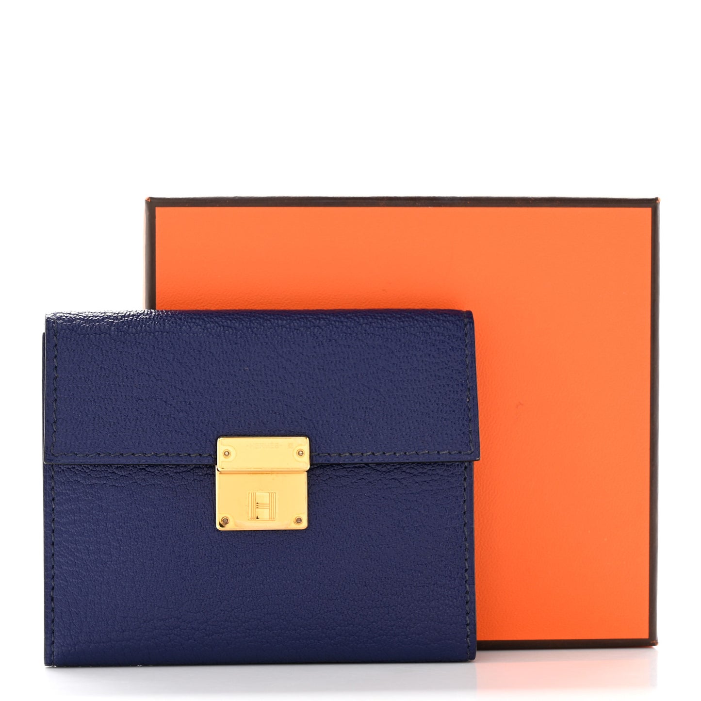 Chevre Mysore Mini Clic Card Holder Bleu Saphir