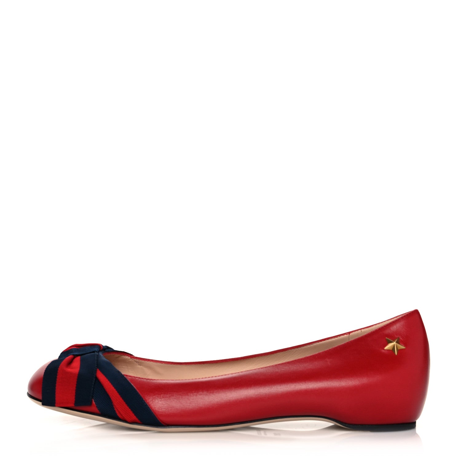 Gucci Calfskin Web Bow Ballerina Flat 38.5 Red 1 of 9