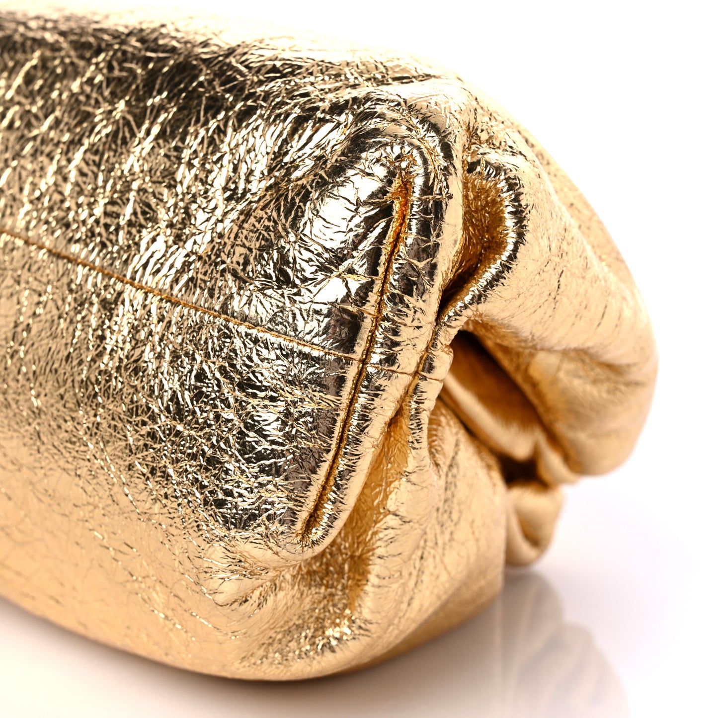 Metallic Crinkled Lambskin The Pouch Oversized Clutch Oro