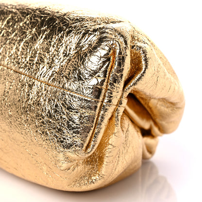 Bottega Veneta Metallic Crinkled Lambskin The Pouch Oversized Clutch Oro 10 of 13