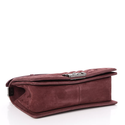 Chanel Nubuck Bull Chevron Quilted Medium Boy Flap Burgundy 4 of 8