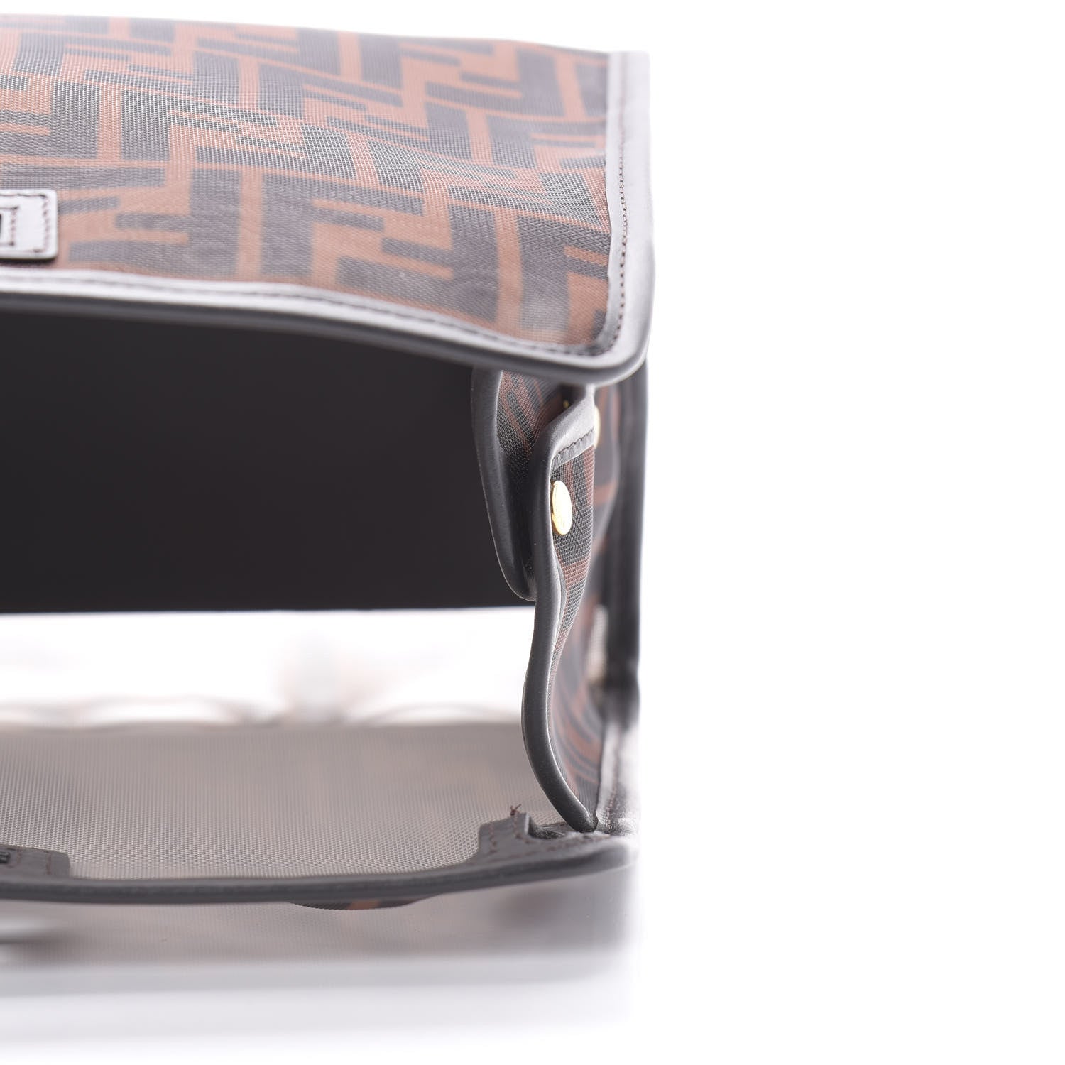 Fendi Mesh Vitello Century FF 1974 Mini Peekaboo Defender Cover Marrone Black Ebano 9 of 10