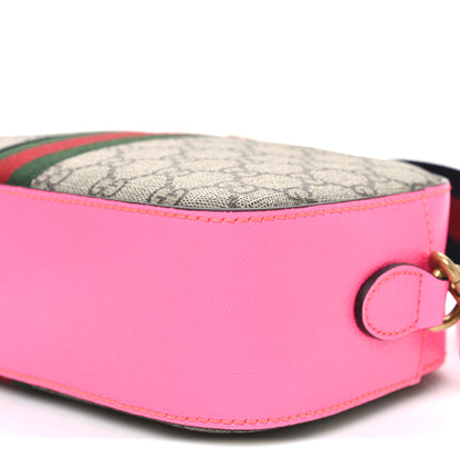 Gucci GG Supreme Monogram Textured Dollar Calfskin Web Ophidia Small Crossbody Bag Beige Ebony Fuchsia 10 of 10