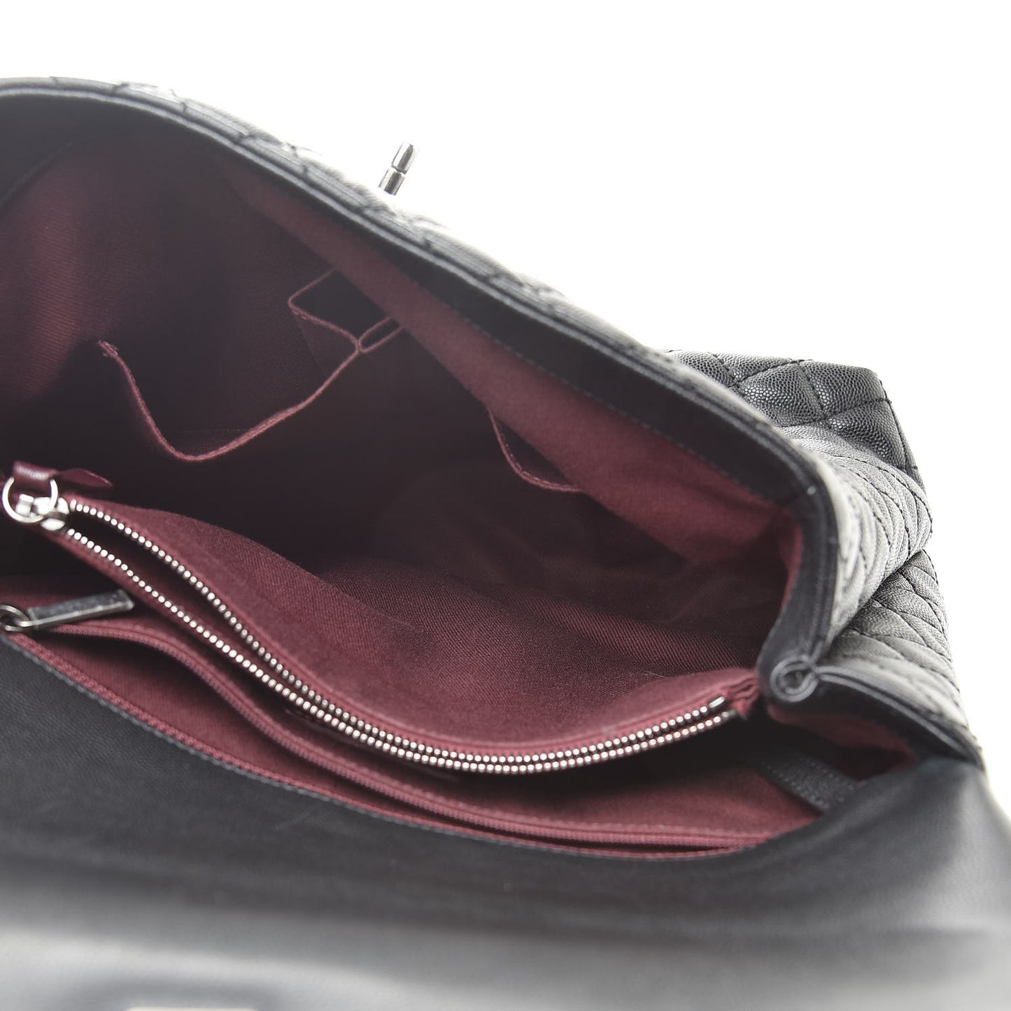 Caviar Quilted Large Coco Handle Flap Black