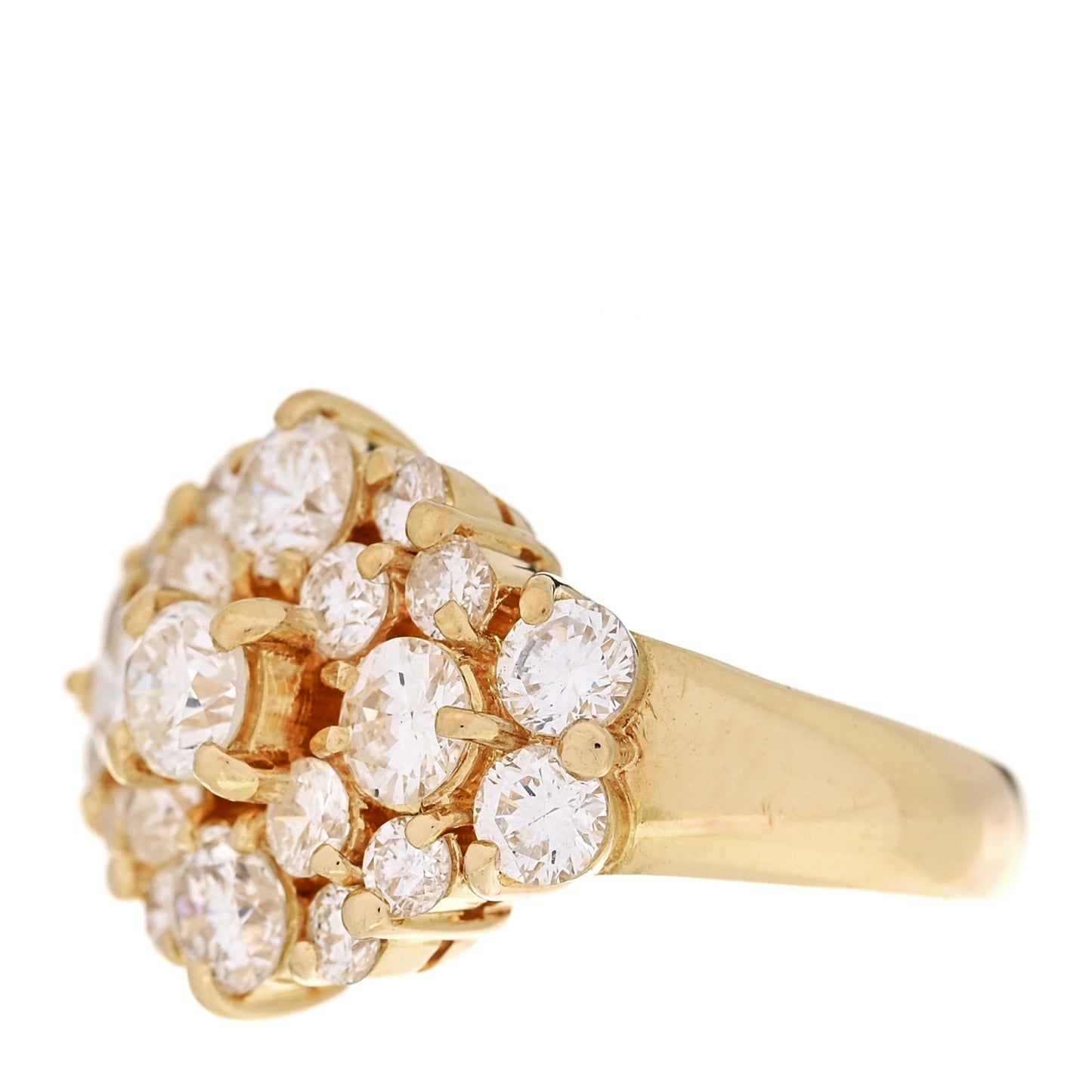 18K Yellow Gold Diamond 2.03ctw Cluster Cocktail Ring  47 4