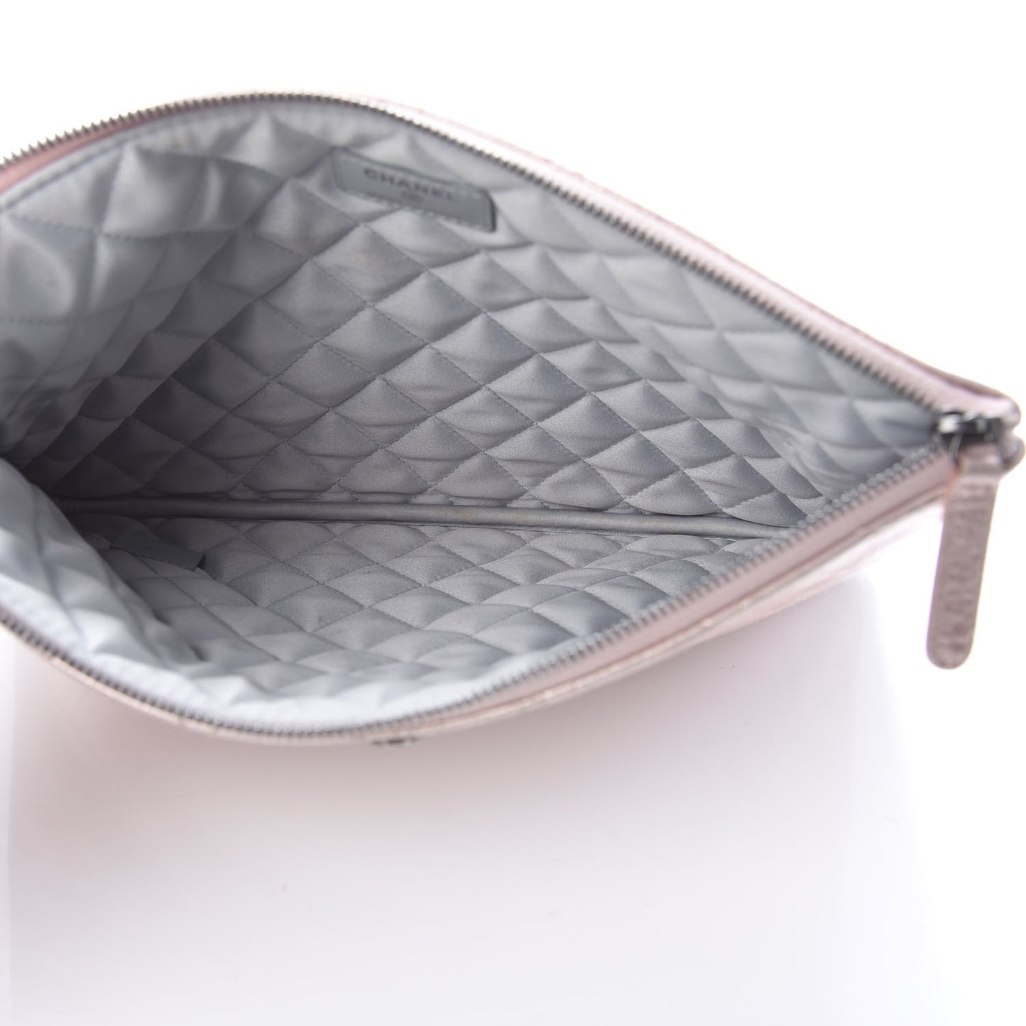 Metallic Aged Calfskin Quilted Medium Cosmetic Case Pink