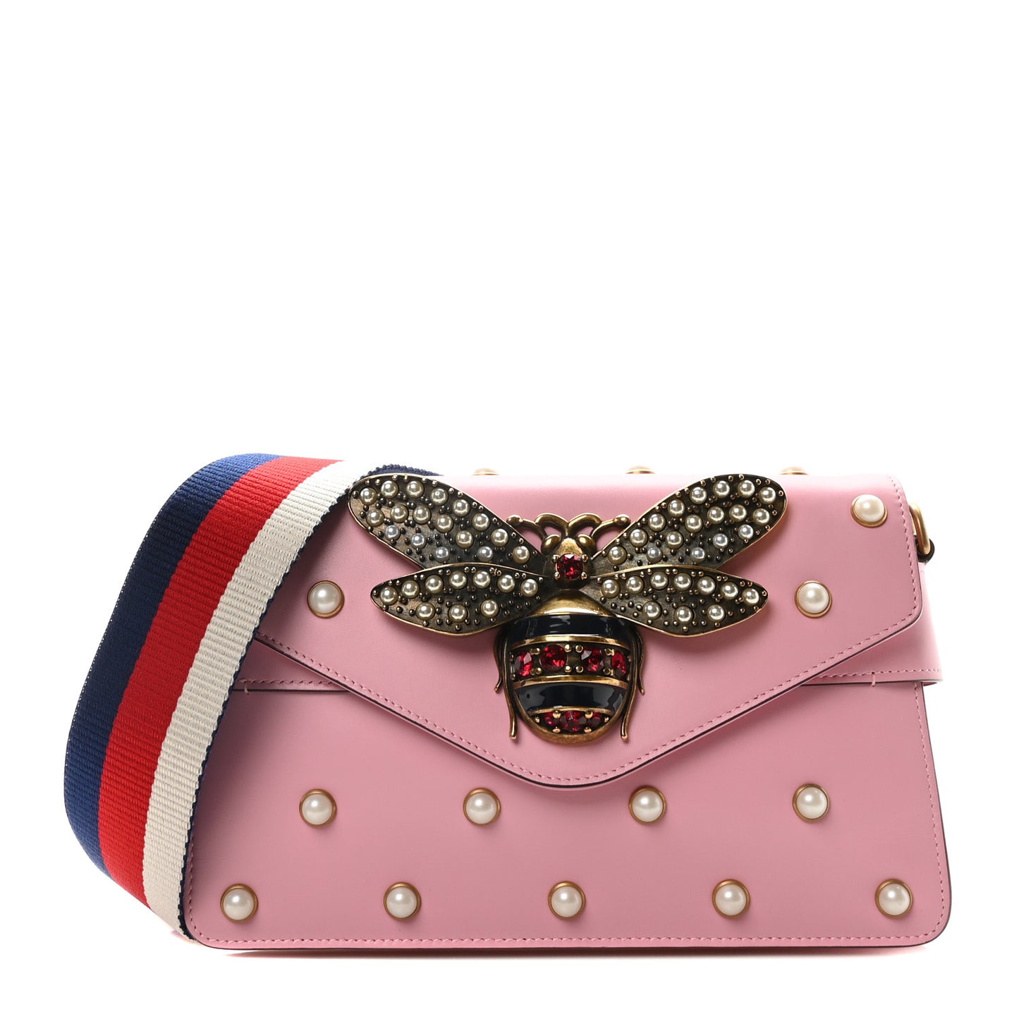 Nappa Pearl Studded Mini Queen Margaret Broadway Shoulder Bag Sugar Pink