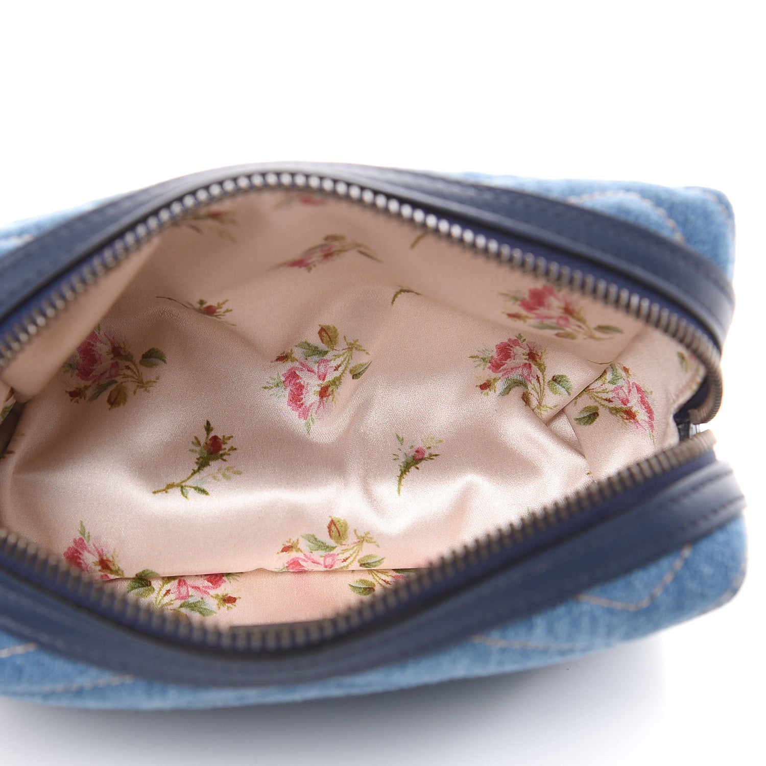 Gucci Denim Matelasse Flower Japan Limited GG Marmont Cosmetic Case Blue 5 of 7