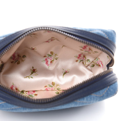 Gucci Denim Matelasse Flower Japan Limited GG Marmont Cosmetic Case Blue 5 of 7
