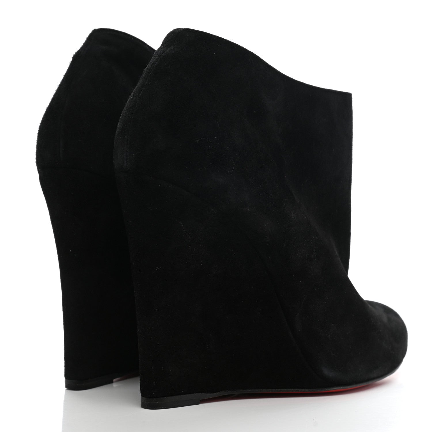 Christian Louboutin Suede Belle Zeppa 100 Wedge Ankle Boots 40.5 Black 4 of 13