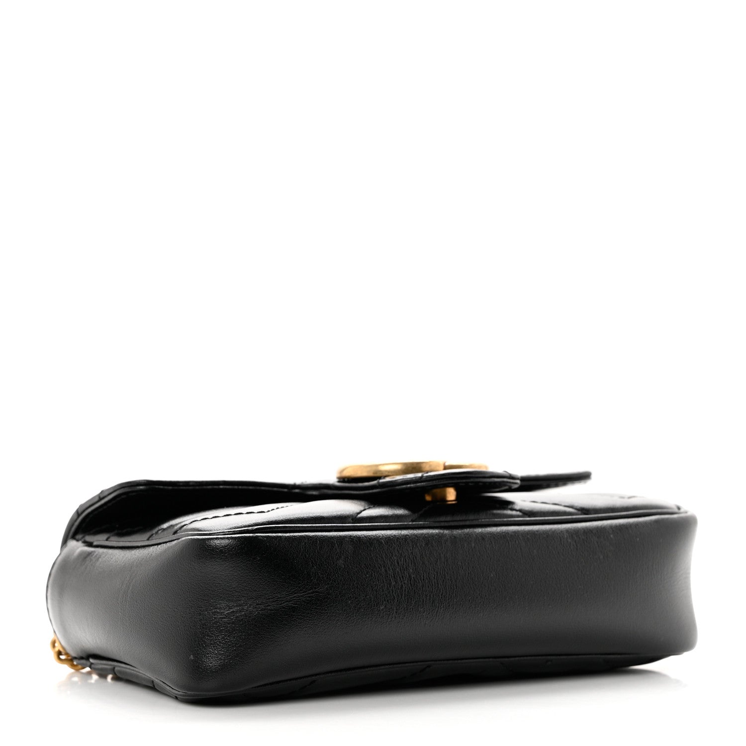 Gucci Calfskin Matelasse Super Mini GG Marmont Shoulder Bag Black 4 of 9