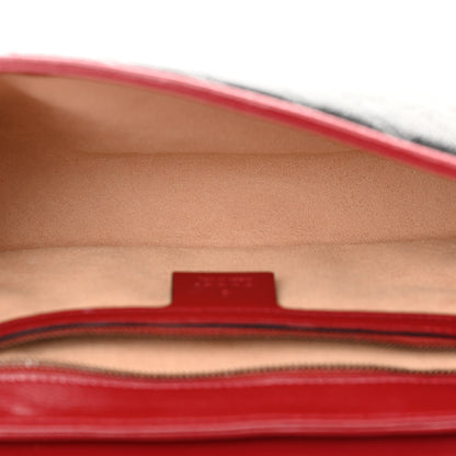 Gucci Vintage Effect Calfskin Matelasse Diagonal Small Torchon GG Marmont Shoulder Bag Black Romantic Cherry 5 of 13
