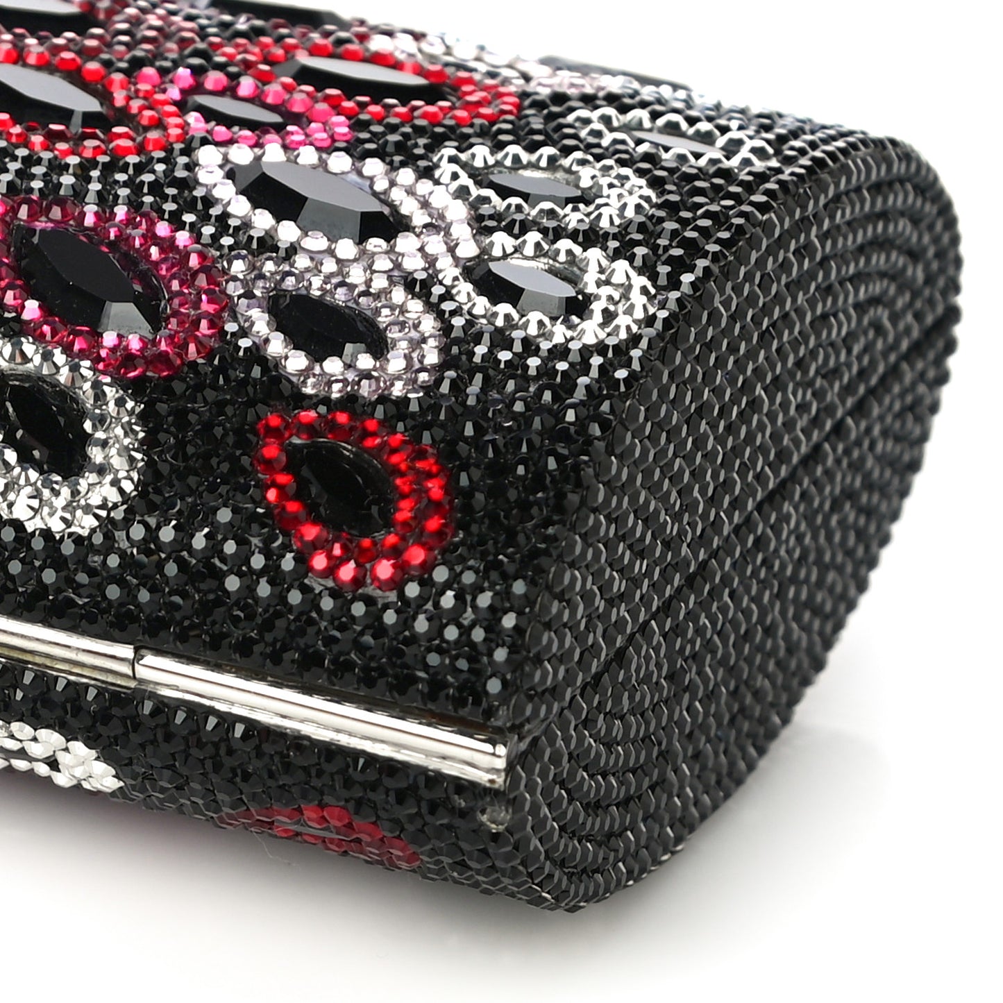 Swarovski Crystal Flower Minaudiere Clutch Black Multicolor
