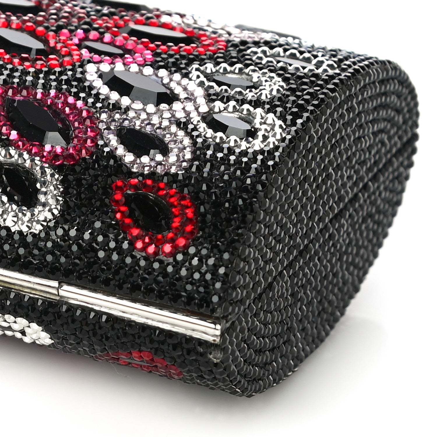 Judith Leiber Swarovski Crystal Flower Minaudiere Clutch Black Multicolor 8 of 8