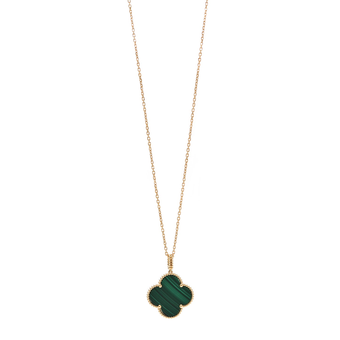18K Yellow Gold Malachite Magic Alhambra Pendant Necklace