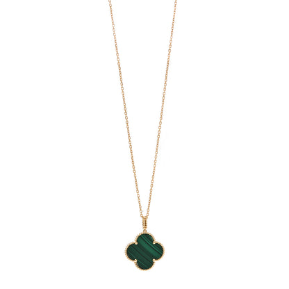 Van Cleef & Arpels 18K Yellow Gold Malachite Magic Alhambra Pendant Necklace 1 of 6