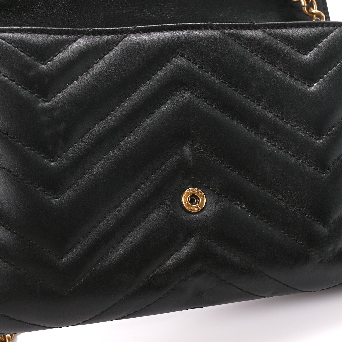 Calfskin Matelasse GG Marmont Chain Wallet Black
