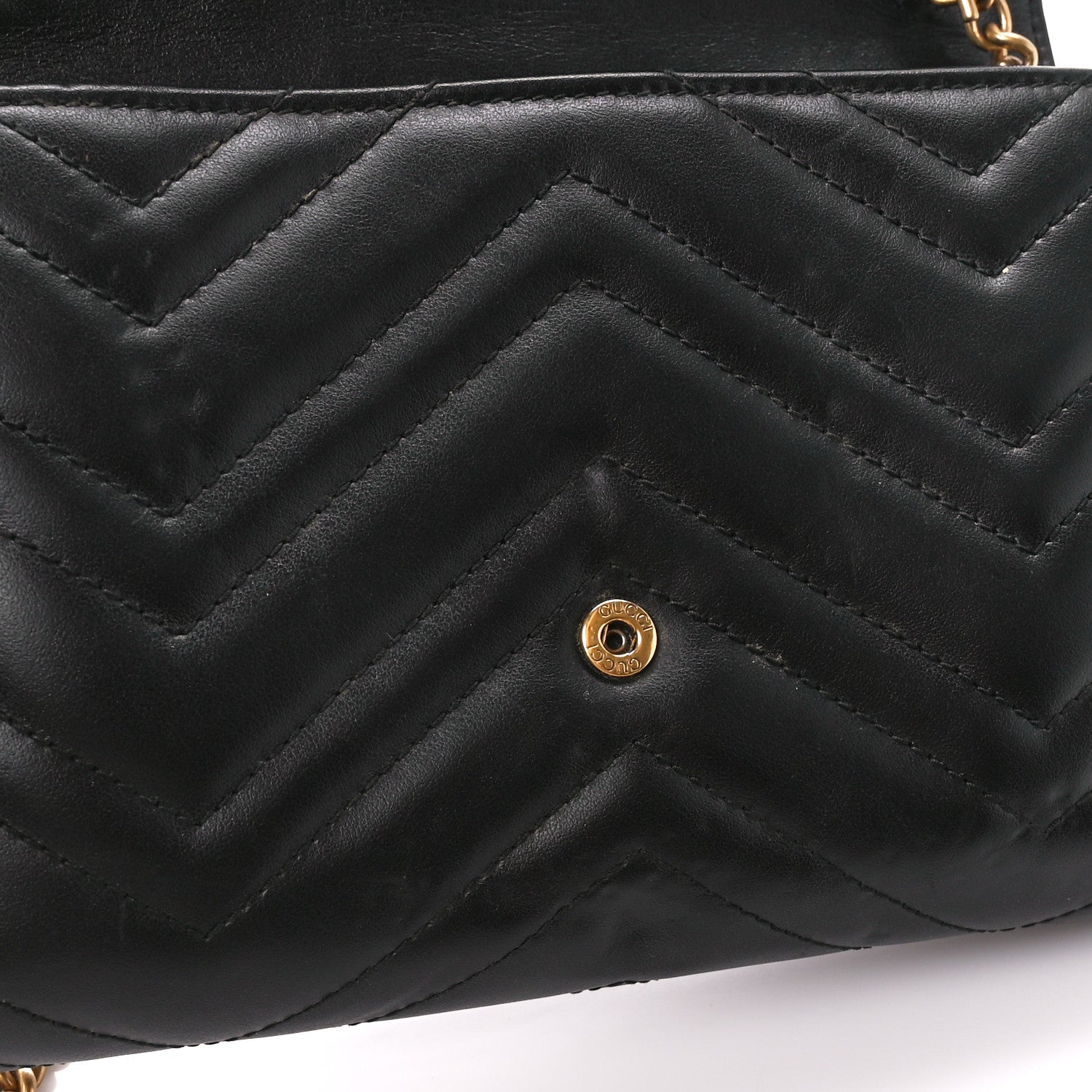 Gucci Calfskin Matelasse GG Marmont Chain Wallet Black 12 of 12