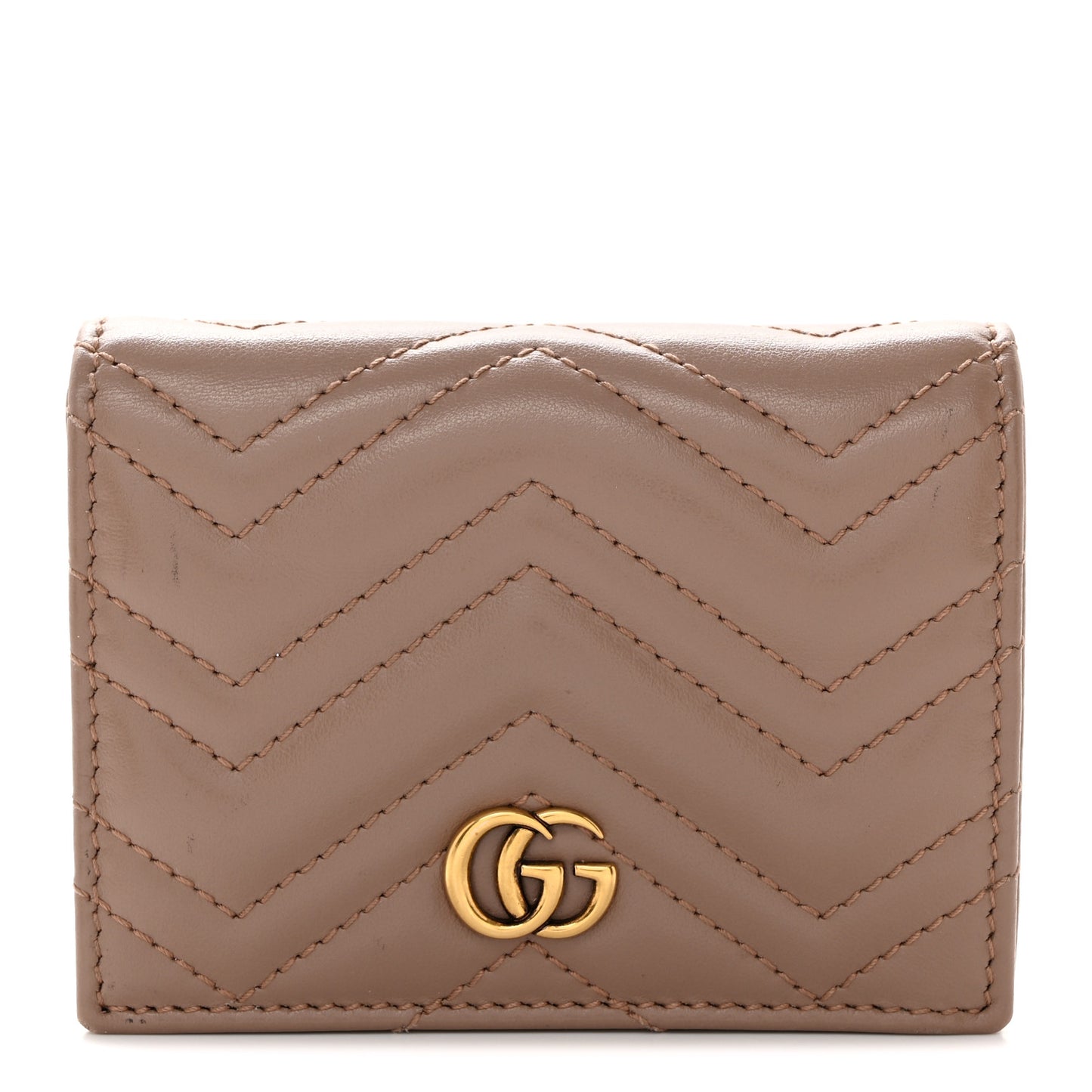 Calfskin Matelasse GG Marmont Card Case Wallet Porcelain Rose