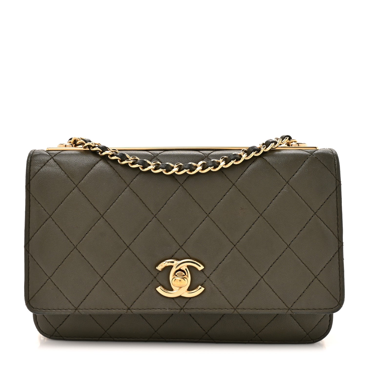 Chanel Lambskin Quilted Trendy CC Wallet On Chain WOC Green 1 of 17