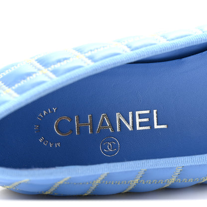 Chanel Lambskin Embroidered Grosgrain Cap Toe CC Ballerina Flats 40 Blue Yellow Black 6 of 9