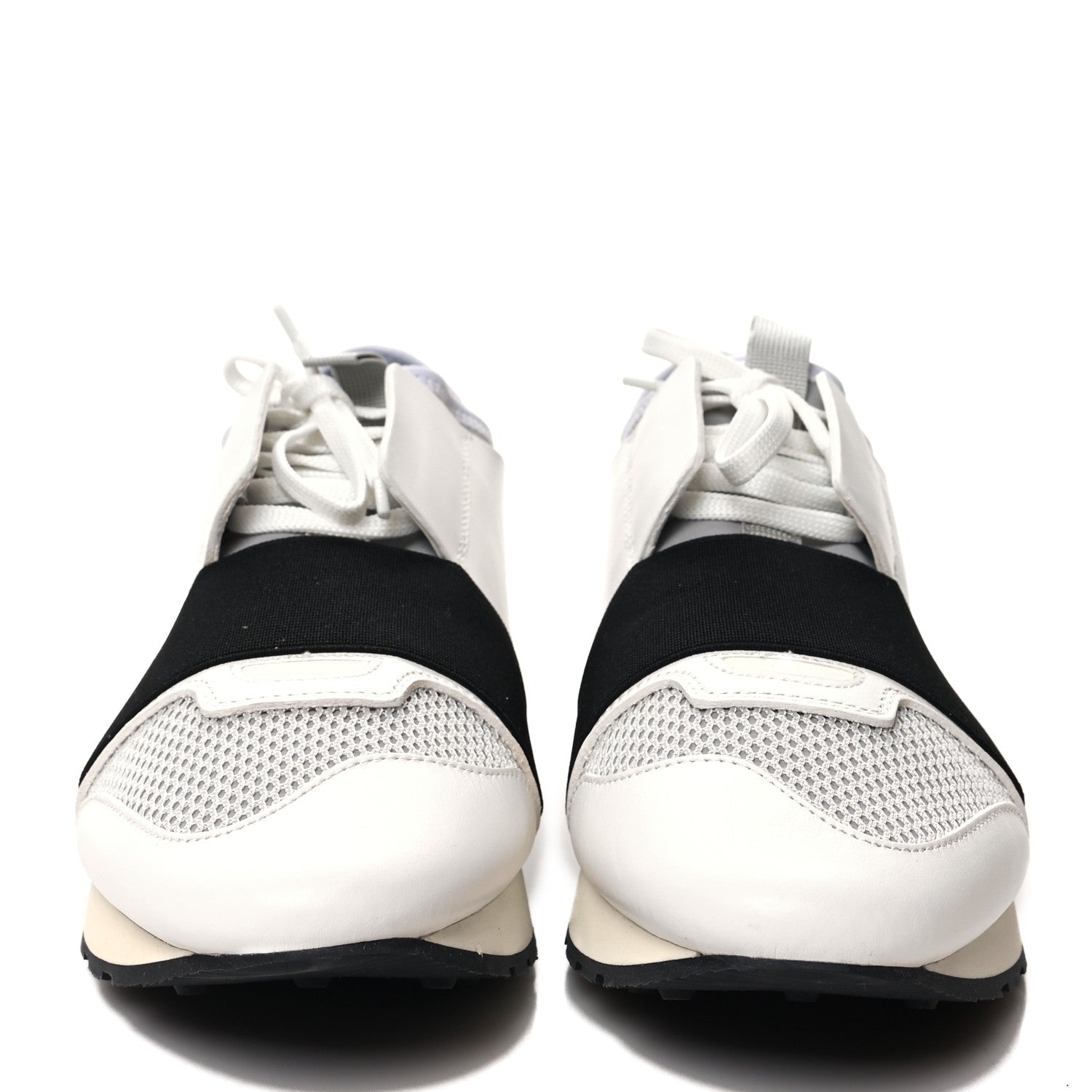 Balenciaga Mesh Calfskin Neoprene Suede Womens Race Runner Sneakers 40 White Black Grey 2 of 8