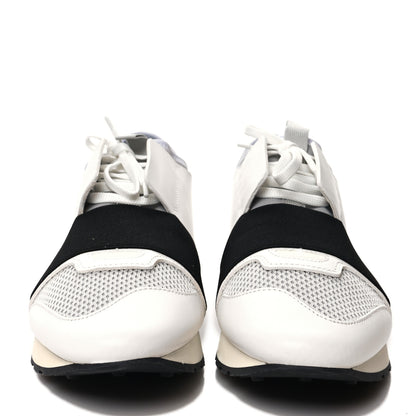 Balenciaga Mesh Calfskin Neoprene Suede Womens Race Runner Sneakers 40 White Black Grey 2 of 8