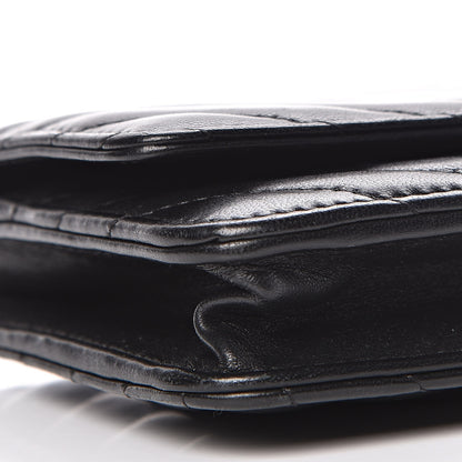 Chanel Lambskin Chevron Quilted Wallet On Chain WOC Black 9 of 14