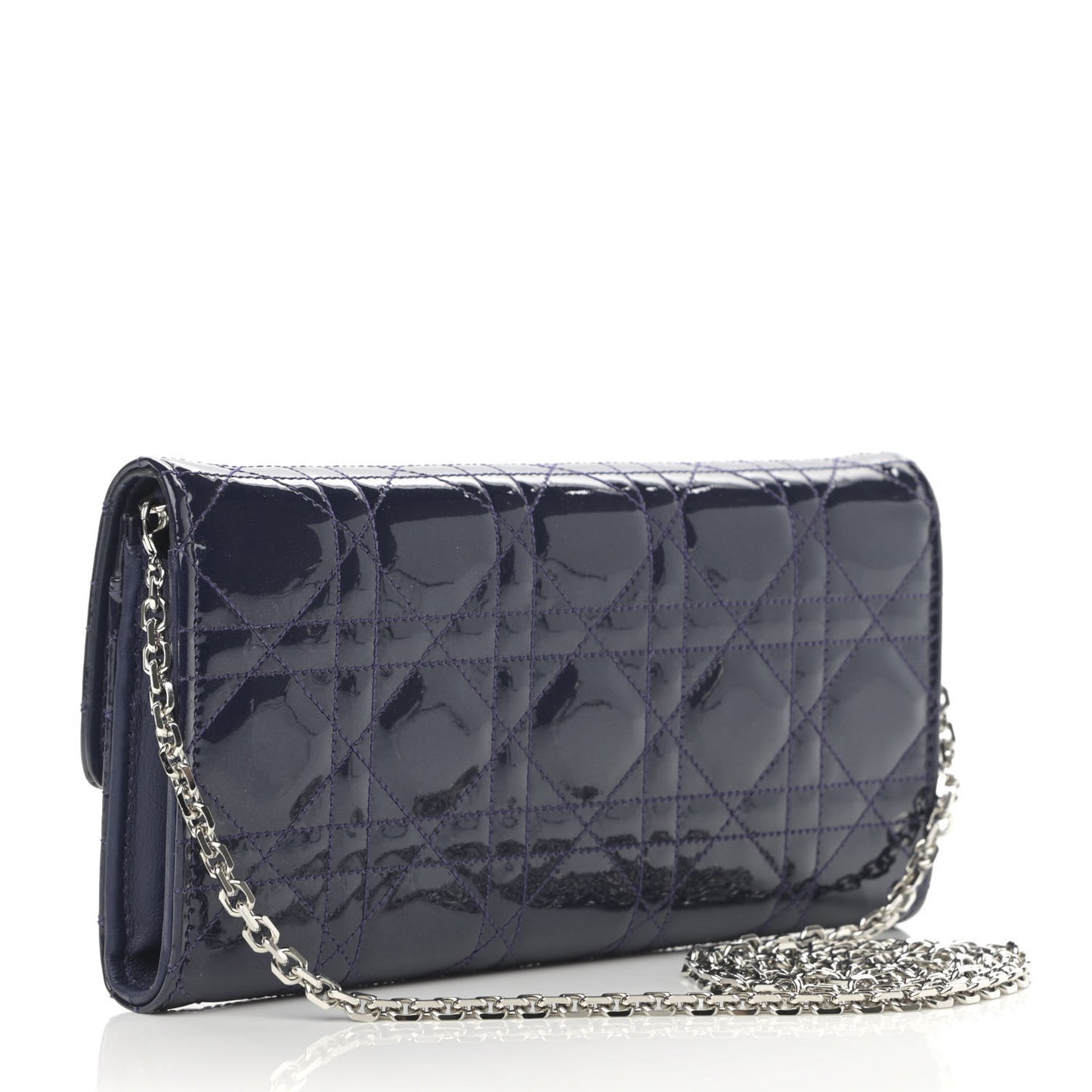 Patent Cannage Miss Dior Chain Wallet Purple