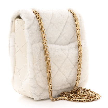 Chanel Shearling Lambskin Aged Calfskin Quilted 2.55 Reissue Mini North South Flap White 3 of 10