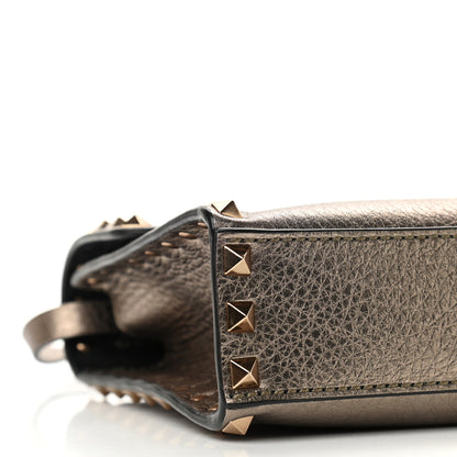 Valentino Garavani Metallic Pebbled Calfskin Medium Rockstud Flip Lock Crossbody Bag Sasso 8 of 9