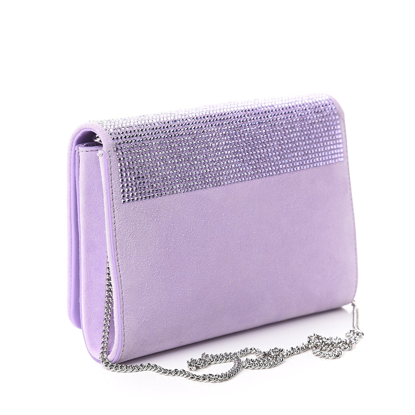 Suede Palazzo Crystal Chain Evening Bag Light Purple